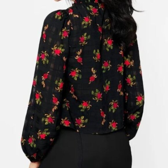 Disturbia Darcey Floral Print Chiffon Tie Front Blouse Top Women Size US 4 NWT - Picture 2 of 16